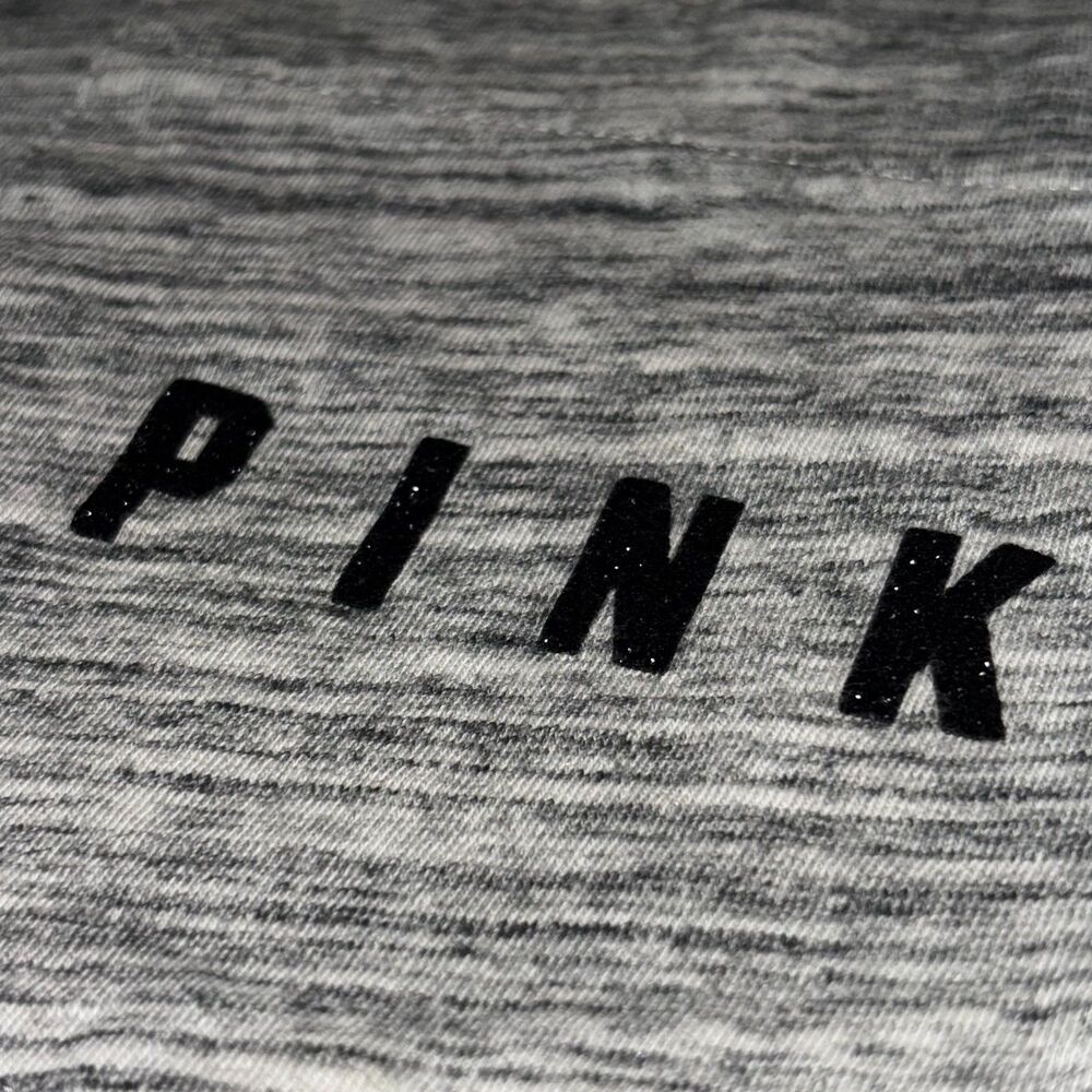 Victoria’s Secret PINK Checker Sequin Bling Gray Short Sleeve Tee Shirt - LG - Picture 5 of 9